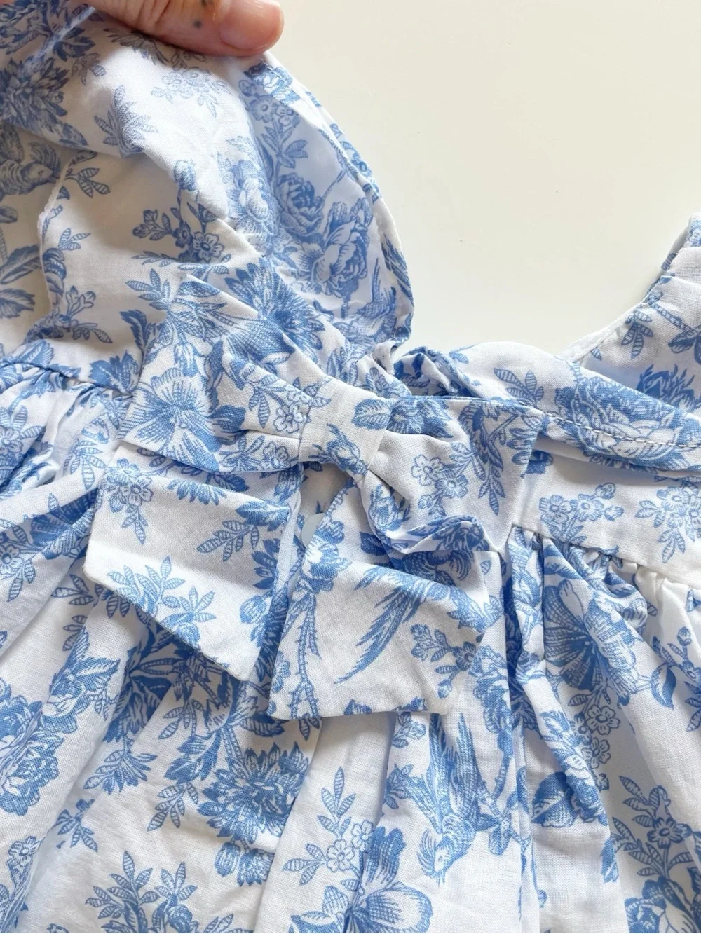 NWT | Janie and Jack Baby Floral Blue Border Dress & Bloomers • 0-3m